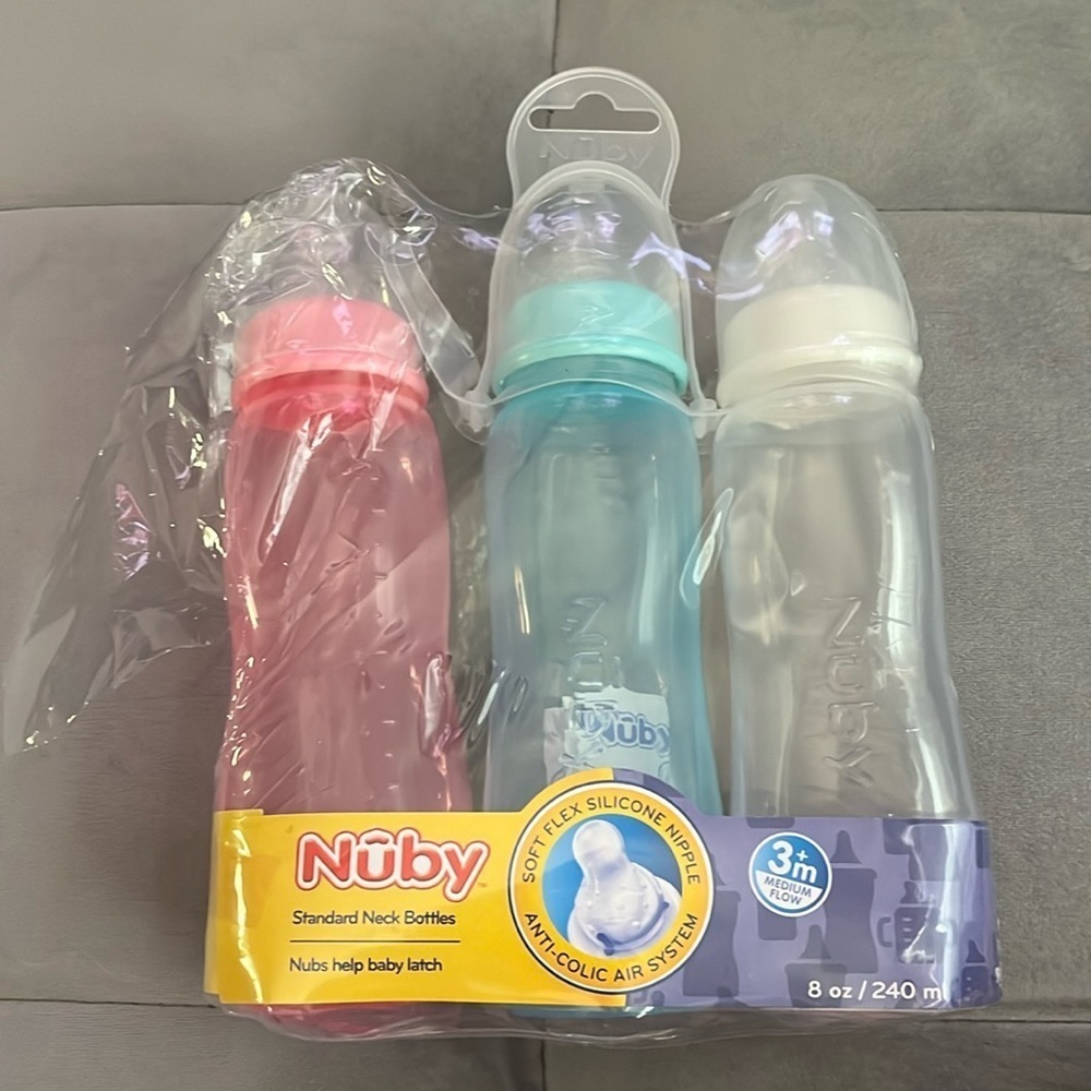“Nuby- 3 standard neck bottles”